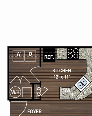 C1 Floor Plan at Ascent at Mallard Creek Apartment Homes, Charlotte, NC, 28262